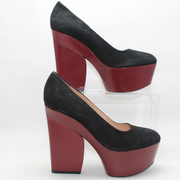 Celine Shoes - Celine Paris Phoebe Philo Era Suede & Leather Platform Block Heel Pumps 39
